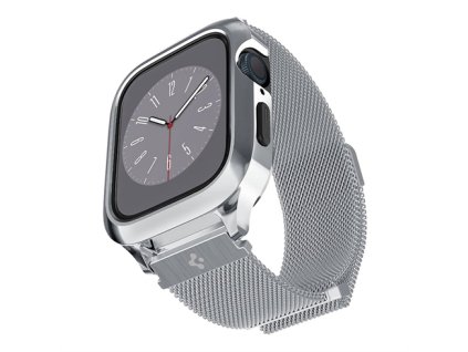 Spigen kryt Metal Fit Pro pre Apple Watch 7/8/9 45mm - Silver