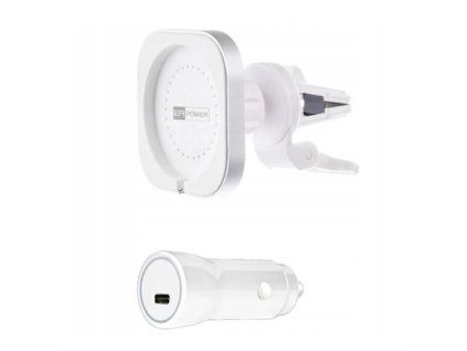 ER POWER držiak do auta Car Vent Mount pre Magsafe + 20W Charger - White