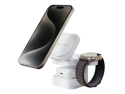 Hyper HyperJuice Qi2 3-in-1 Magnetic Charging Stand - White