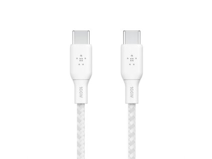 Belkin kábel Boost Charge Double-Braided USB-C to USB-C 100W 3m - White