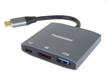 PremiumCord adaptér USB-C na HDMI, USB3.2, PD, rozlíšenie 4K a FULL HD 1080p