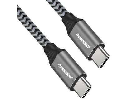 PREMIUMCORD Kábel USB-C M/M, 100W 20V/5A 480Mbps bavlnené opletenie, 1,5 m