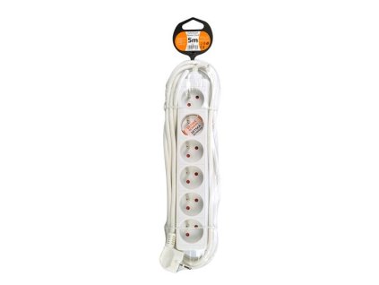 Solight predlžovací prívod, 6 zásuviek, biely, 5m