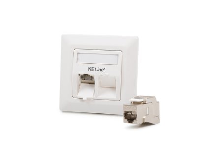 KELine zásuvka Modulo50 Cat6A, podpovrchová, osadená s 2xKEJ-C6A-S-10G