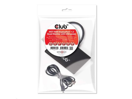 Club3D Video hub MST (Multi Stream Transport) DisplayPort na 4x DisplayPort, napájanie USB