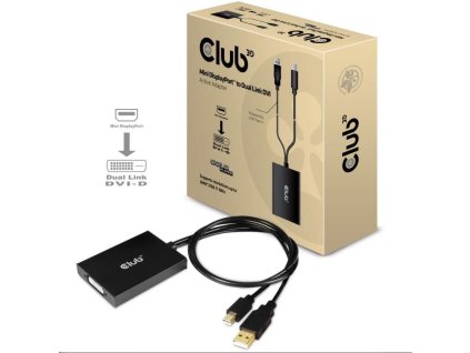 Club3D Adaptér aktivní Mini DisplayPort 1.2 na Dual Link DVI-D Active Adapter, pouze HDCP, 4k30Hz, 60cm