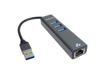 PremiumCord adaptér USB3.0 -> LAN RJ45 ETHERNET 10/100/1000 MBIT + 3x USB3.0 port