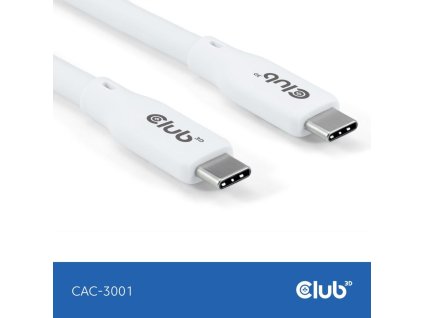 Club3D Kabel USB-C 4.0, 20Gbps, 4K60Hz, PD 240W, 2m, bílá