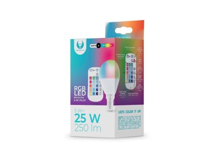 LED žiarovka Forever E14 G45 RGB 5W s diaľkovým ovládaním biela