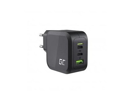 Green Cell GC PowerGaN 65W Charger (2x USB-C Power Delivery, 1x USB-A compatible with Quick Charge 3.0)