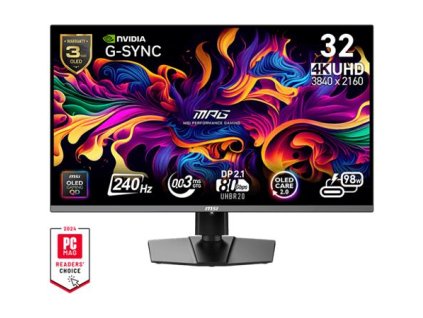 MSI MPG 322URX QD-OLED gaming monitor 31,5" QD-OLED/UHD/240Hz/0,03ms/2xHDMI/DP/USB-A,B,C/Výšk.nast./Pivot/černá