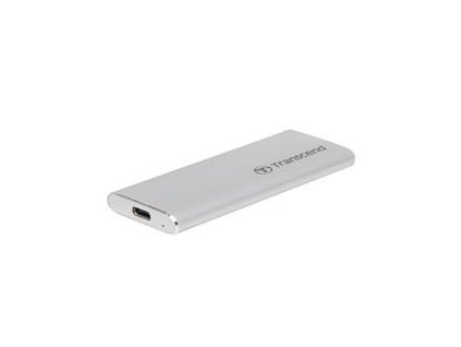 Transcend ESD260C 500GB USB 3.1 Gen2 (USB-C) Externí SSD disk (3D TLC), 520MB/R, 460MB/W, kompaktní rozměry, stříbrný