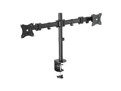Digitus VESA dvojitý svorkový stolní stojan, 90o otočný, 30o sklopný, otočný 360o, 15"-27" TFT, 100x100, 16Kg, černý