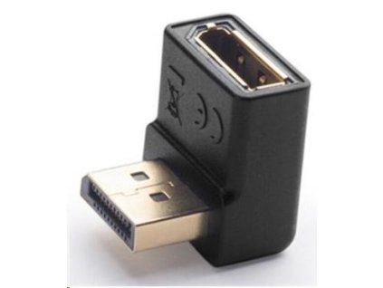 PREMIUMCORD DisplayPort 1.2 smerom nadol zahnuté adaptéry 90°, samec/samica, pozlátené konektory