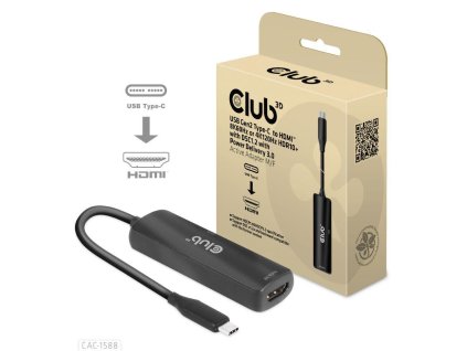 Club3D Adaptér USB-C na HDMI 8K60Hz/4K120Hz, Active Adapter M/F, PD 3.0, HDR10+ a DSC 1.2