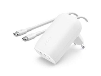 Belkin 67W PD 3.1 3 Port USB-C Wall Charger + USB-C/USB-C kábel 1m - White