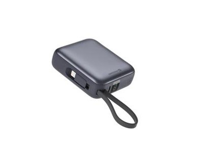 SWISSTEN POWER BANK 10000 mAh S INTEGROVANÝMI KABELY USB-C A LIGHTNING VESMÍRNĚ STŘÍBRNÁ