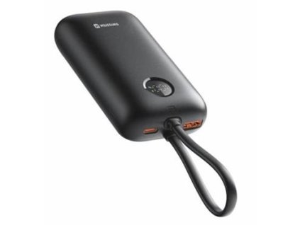 SWISSTEN POWER BANK VOLTBOX 35W 10000 mAh S INTEGROVANÝMI KABELY USB-C A LIGHTNING ČERNÁ