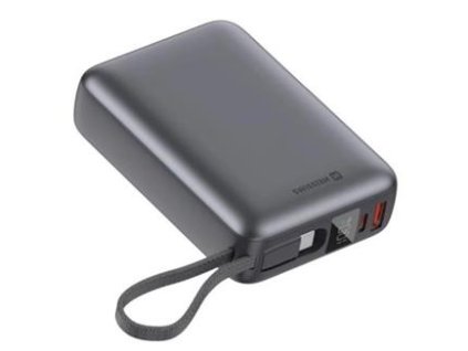 SWISSTEN POWER BANK 20000 mAh 45W S INTEGROVANÝM KABELEM USB-C VESMÍRNĚ STŘÍBRNÁ