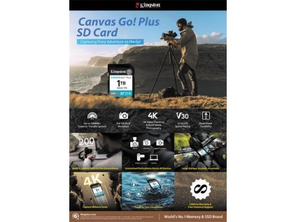 1 TB .SDXC karta Kingston Canvas Go Plus Gen4 ( r200MB/s, w160MB/s )