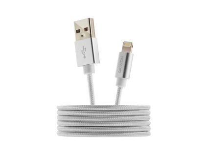 Canyon MFI-3, 1m prémiový opletený kábel Lightning/USB, MFI schválený Apple, perleťovo biely