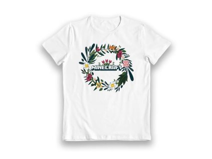 Minecraft Floral Wreath White Kids T-Shirt - Tričko