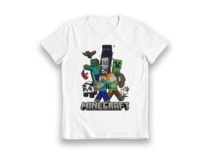 Minecraft Characters Tower White Kids T-Shirt - Tričko