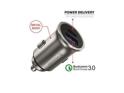 SWISSTEN CL ADAPTÉR POWER DELIVERY USB-C + QUICK CHARGE 3.0 36W METAL STŘÍBRNÝ