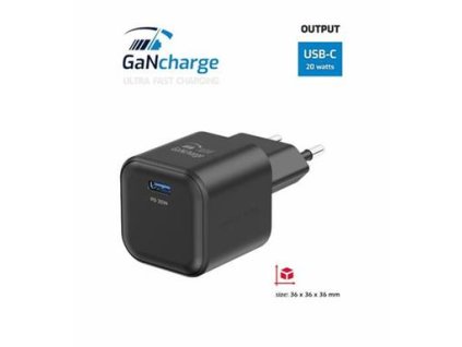 SWISSTEN SÍŤOVÝ ADAPTÉR GaN 1x USB-C 20W POWER DELIVERY ČERNÝ