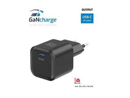 SWISSTEN SÍŤOVÝ ADAPTÉR GaN 1x USB-C 35W POWER DELIVERY ČERNÝ