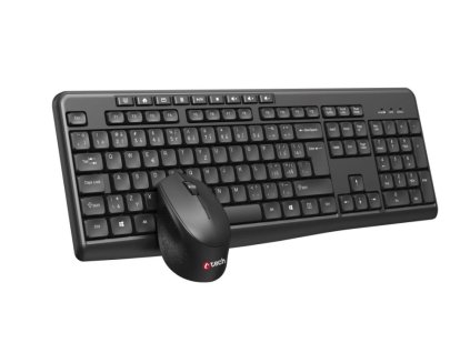 C-TECH klávesnice s myší WLKMC-04, Bezdrátový set 2.4GHz, CZ, Černá