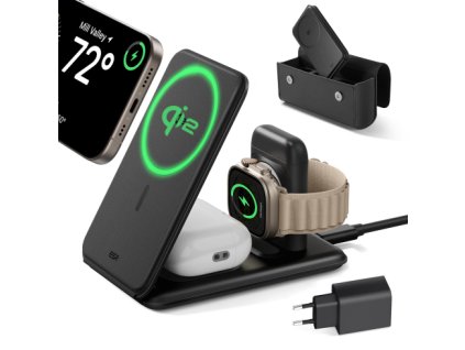 ESR Qi2 3-in-1 Travel Wireless Charging Set - Black