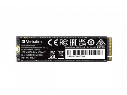 VERBATIM SSD Vi5000 Internal PCIe NVMe M.2 SSD 2TB , W 4300/ R 5000 MB/s