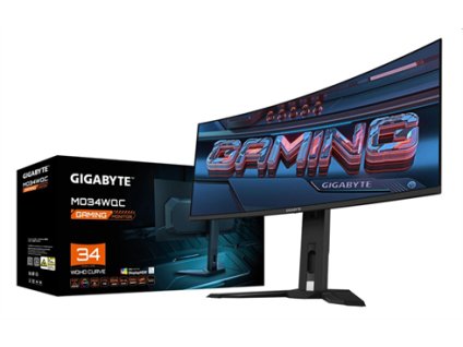 GIGABYTE LCD MO34WQC GAMING Monitor 34" WQHD 3440x1440, OLED 1800R, 175Hz, 2xHDMI, DP, USB-C PD, USB HUB, Speakers
