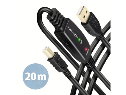 AXAGON ADR-220B, USB 2.0 A-M -> B-M aktívny prepojovací / repeater kábel, 20 m