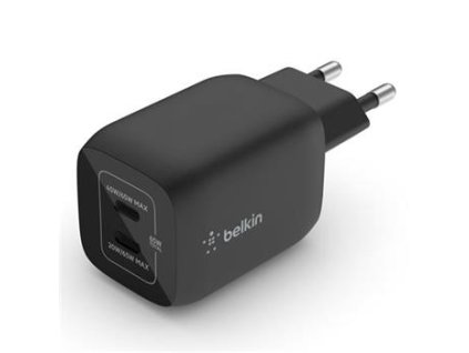 Belkin BOOST CHARGE™ Duální 65W USB-C Power Delivery GaN PPS nástěnná nabíječka, černá
