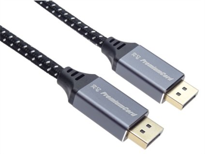 PremiumCord DisplayPort 1.4 8K prípojný kábel, kovové a pozlátené konektory, 5m