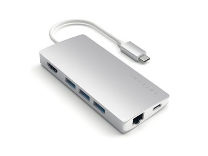 Satechi USB-C Multiport adaptér 4K 8ports V2 - Silver Aluminium