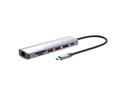 MANHATTAN Dokovací stanice USB-C 7v1, HDMI, USB-C PD 100W, 2xUSB-A 3.1, SD/microSD, RJ45