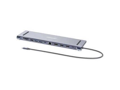 MANHATTAN Dokovací stanice USB-C 12v1, 2xHDMI, DP, USB-C PD 100W, USB-C 3.0, 3xUSB-A 3.0, SD/microSD, RJ45, 3.5mm Jack