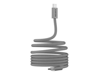 Canyon CCMG60AB15, 1 m kábel, USB-C / USB-C, magnet, PD 60 W, opletený, šedý