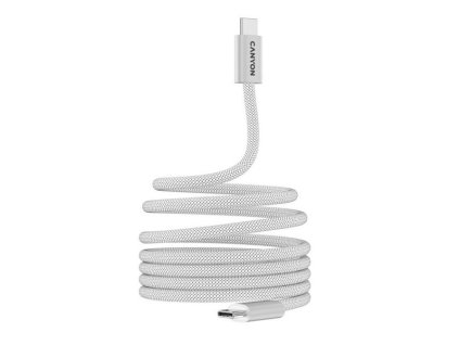 Canyon CCMG60AB15, 1 m kábel, USB-C / USB-C, magnet, PD 60 W, opletený, biely