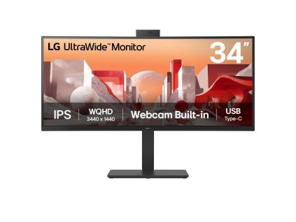LG MT IPS LCD LED 34" 34BA85QE - IPS, 3440x1440, 2xHDMI, DP, USB 3.2, USB-C, RJ45, nast vyska, repro, zakriven, webcam