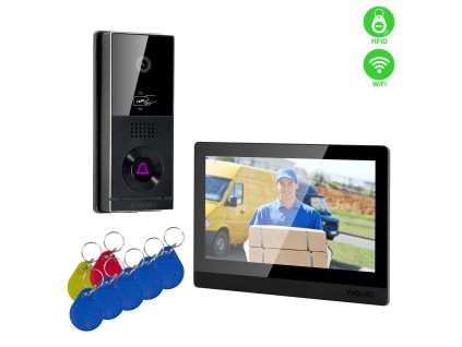 EVOLVEO DoorPhone AHD10, Sada domáceho WiFi videotelefónu s ovládaním dverí a RFID, čierny 10'' monito