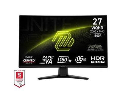 MSI Gaming monitor MAG 274CQF, 27" Rapid VA zakřivený/2560x1440 WQHD/180Hz/0,5ms/2xHDMI/DP/černá