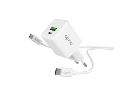 iStores by Epico Ultraboost GaN 20W sieťový adaptér EA20 s 1,2 m USB-C na USB-C kablom - biela