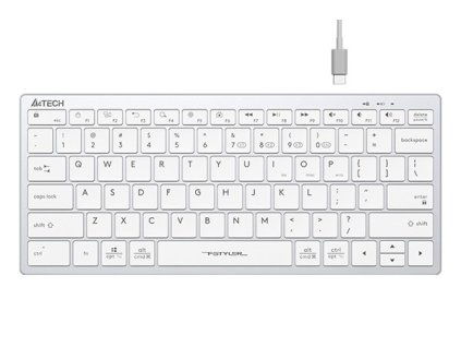 A4tech Klávesnice FBX51C, kancelářská klávesnice, membránová, bezdrátová, CZ/SK, Bílá