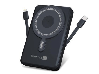 CONNECT IT Powerbanka TravelCharge, MagSafe, 10000 mAh, USB-C, Lightning, Šedá