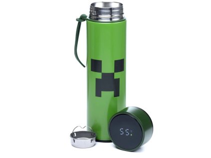 Nerezová termo fľaša s digitálnym teplomerom Minecraft Creeper 450 ml