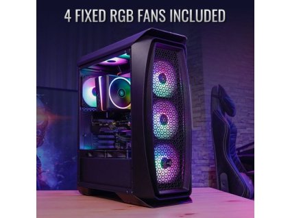 Aerocool MLG Aero One Frost BG, skrinka ATX, 4x RGB LED ventilátor, čierna